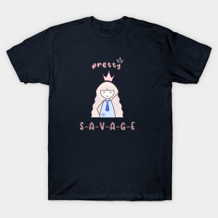 Aesthetic Pretty Savage Crown Girl Logo Design T-Shirt